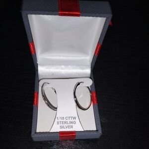 Sterling Silver 1/10 CTTW Hoop Earrings new In Gift Box